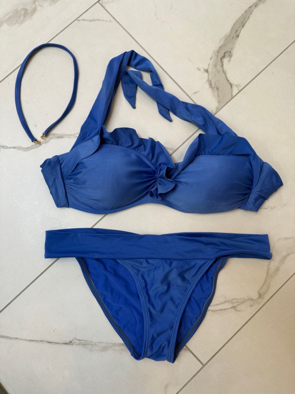 Vix Royal Blue Ruffle Halter Bikini